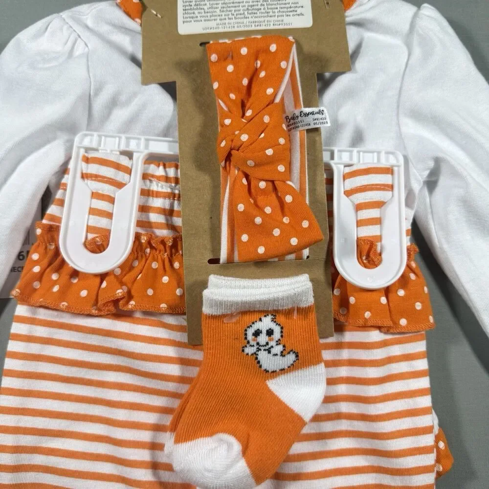 NWT Baby Essentials Halloween Ghost 4PC Outfit Set 6 Months Baby Girl